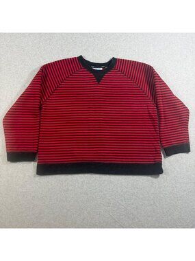 Pacer Youth Size L Red Black Striped Sweatshirt Raglan Long Sleeve Pullover